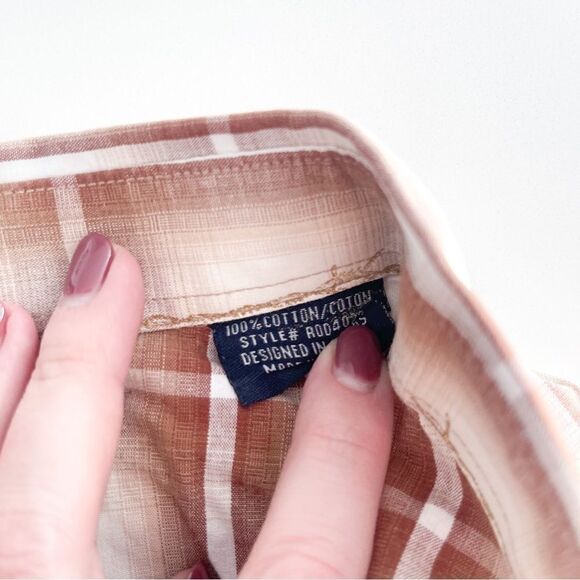 Panhandle Slim Roughstock Shirt Western Button Up Brown Plaid Mens L Barbed Wire - Picture 4 of 11